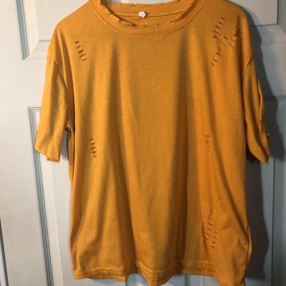 Yellow distressed tee shirt!